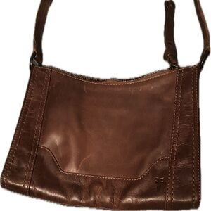 FRYE Melissa Zip Leather Crossbody Bag Leather Dark Brown Handbag AUTHENTIC NWT